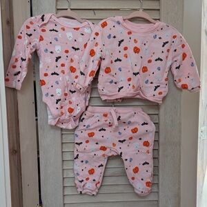 Old Navy Pink Halloween Baby Outfit Set 6-12 month. Onesie/sweatshirt/sweatpants